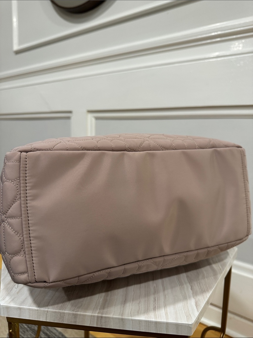 kate spade Bag Flower Cozy Quilted Light Blush Nylon Tote with Gold Chain Handle - Picture 10 of 17